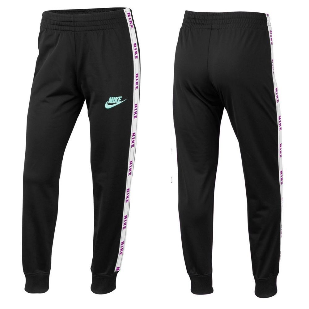New! NIKE Girls Logo Trim Tricot Black Track Pants Size XL Standard Fit
